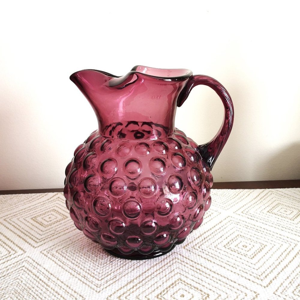 MCM Murano‎ Amethyst / Purple Glass Bubble Pitcher
